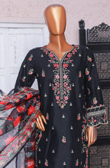 Bin Saeed Embroidered Cotton Stitched 3 Piece Suit - D-10 - BS25LPC - Black - Summer Collection