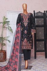Bin Saeed Embroidered Cotton Stitched 3 Piece Suit - D-07 - BS25LPC - Black - Summer Collection