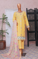 Bin Saeed Embroidered Cotton Stitched 3 Piece Suit - D-06 - BS25LPC - Yellow - Summer Collection
