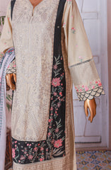 Bin Saeed Embroidered Cotton Stitched 3 Piece Suit - D-03 - BS25LPC - Beige - Summer Collection