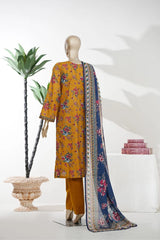 Bin Saeed Stitched 3 Piece Exclusive Printed Lawn Vol-09 Suit-LSM-2938-YELLOW