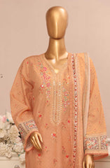 Bin Saeed Embroidered Lawn Stitched 3 Piece Suit - SM 040 - BS25EElV3 - Orange - Summer Collection