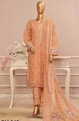Bin Saeed Embroidered Lawn Stitched 3 Piece Suit - SM 040 - BS25EElV3 - Orange - Summer Collection