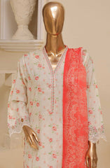 Bin Saeed Embroidered Lawn Stitched 3 Piece Suit - SM 418 - BS25EElV3 - White - Summer Collection