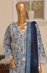 Bin Saeed Embroidered Lawn Stitched 3 Piece Suit - SM 572 - BS25EElV3 - Blue - Summer Collection