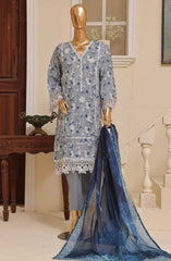 Bin Saeed Embroidered Lawn Stitched 3 Piece Suit - SM 572 - BS25EElV3 - Blue - Summer Collection