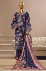 Bin Saeed Embroidered Lawn Stitched 3 Piece Suit - SM 736 - BS25EElV3 - Blue - Summer Collection