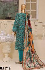 Bin Saeed Embroidered Lawn Stitched 3 Piece Suit - SM 749 - BS25EElV3 - Blue - Summer Collection