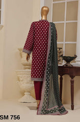 Bin Saeed Embroidered Lawn Stitched 3 Piece Suit - SM 756 - BS25EElV3 - Purple - Summer Collection