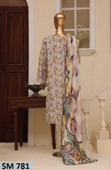 Bin Saeed Embroidered Lawn Stitched 3 Piece Suit - SM 781 - BS25EElV3 - White - Summer Collection