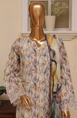 Bin Saeed Embroidered Lawn Stitched 3 Piece Suit - SM 781 - BS25EElV3 - White - Summer Collection