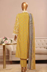Bin Saeed Embroidered Lawn Stitched 3 Piece Suit - SM 793 - BS25EElV3 - Yellow - Summer Collection