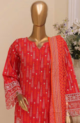 Bin Saeed Embroidered Lawn Stitched 3 Piece Suit - SM 798 - BS25EElV3 - Red - Summer Collection