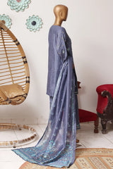 Bin Saeed Stitched 3 Piece Luxury Emb Jacquard Suit-JAQ-3217-S.BLUE