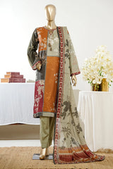 Bin Saeed Stitched 3 Piece Exclusive Printed Lawn Vol-09 Suit-LSM-2943-SKIN