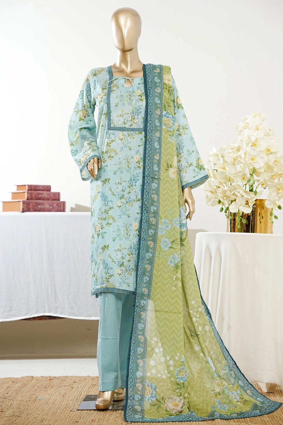 Bin Saeed Stitched 3 Piece Exclusive Printed Lawn Vol-09 Suit-LSM-2941-FEROZI