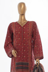 Bin Saeed Stitched 3 Piece Exclusive Printed Lawn Vol-03 Collection'2025-SM-1846-Maroon