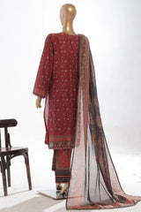 Bin Saeed Stitched 3 Piece Exclusive Printed Lawn Vol-03 Collection'2025-SM-1846-Maroon