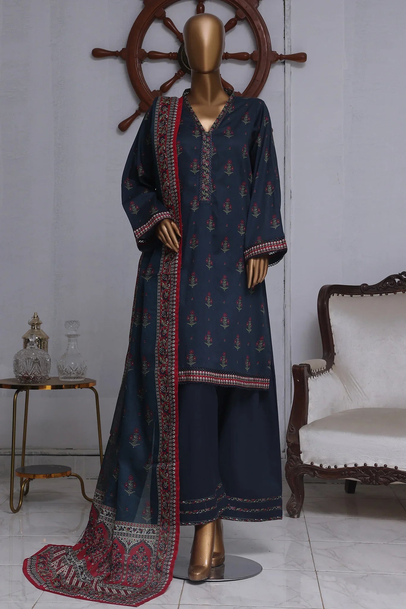 Bin Saeed Exclusive Printed Lawn With Farshi Shalwar Vol-05 Collection'2025-NSM-2173-Blue