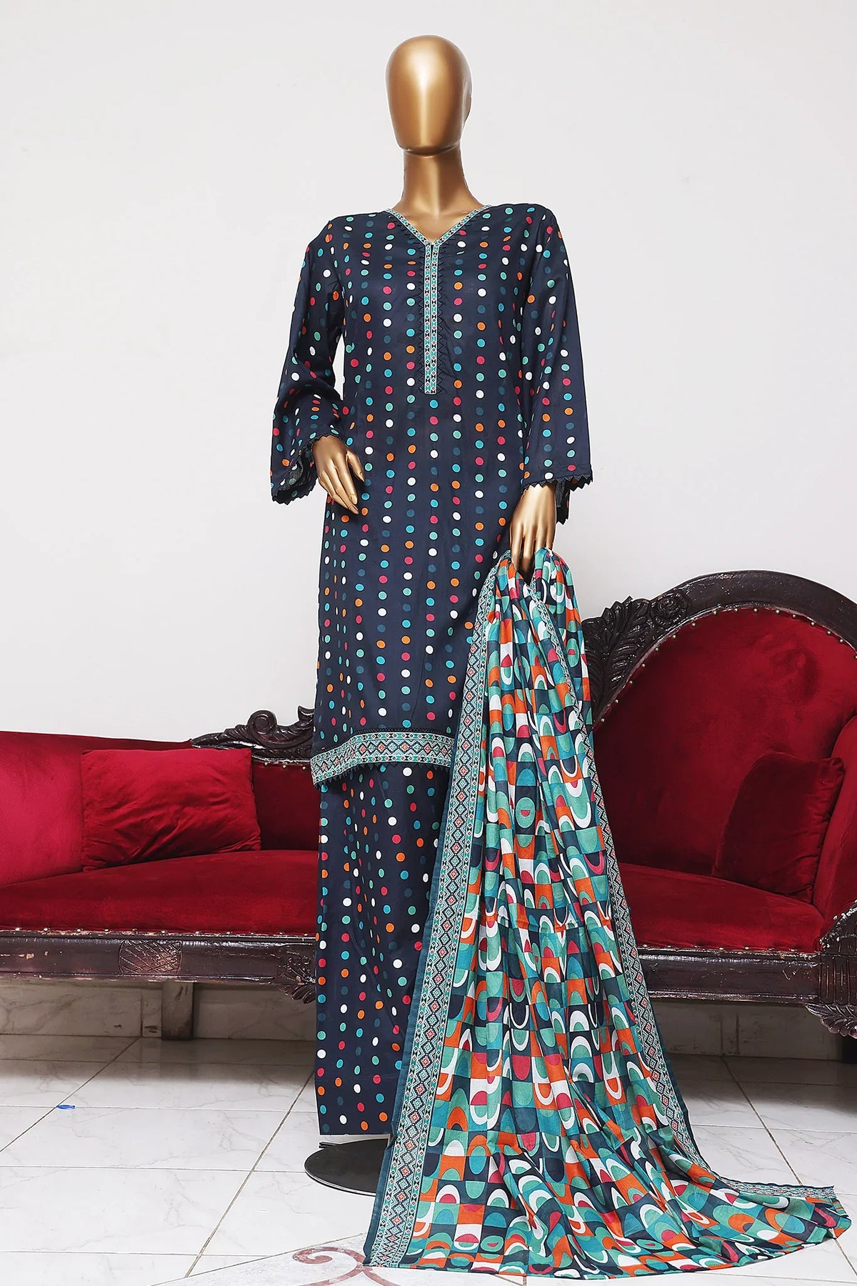 Bin Saeed Exclusive Printed Lawn With Farshi Shalwar Vol-05 Collection'2025-NSM-2176-Blue