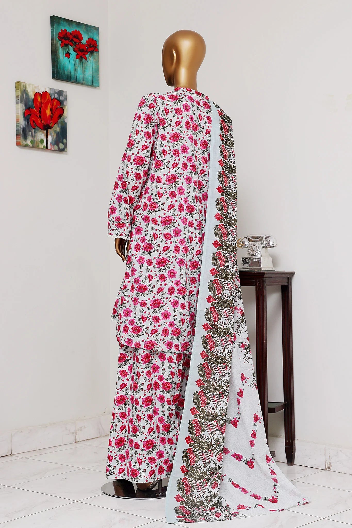 Bin Saeed Exclusive Printed Lawn With Farshi Shalwar Vol-05 Collection'2025-NSM-2178-White