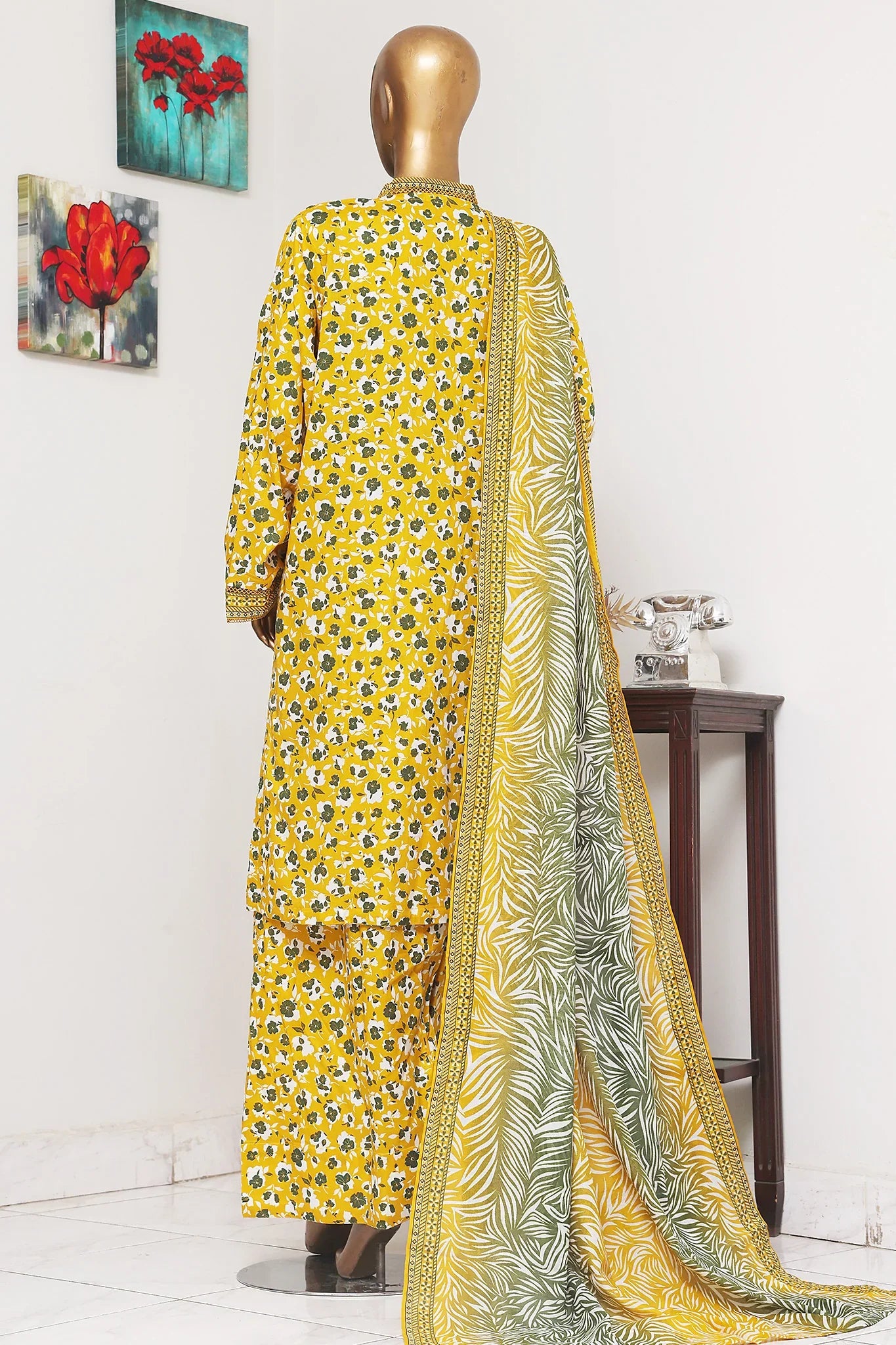 Bin Saeed Exclusive Printed Lawn With Farshi Shalwar Vol-05 Collection'2025-NSM-2175-Yellow