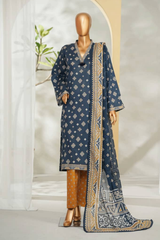 Bin Saeed Stitched 3 Piece Exclusive Printed Lawn Vol-01 Collection'2026-LSM-2694 SEA GREEN