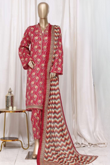 Bin Saeed Stitched 3 Piece Printed Cotton Vol-01 Collection'2025-WC-2380-Red