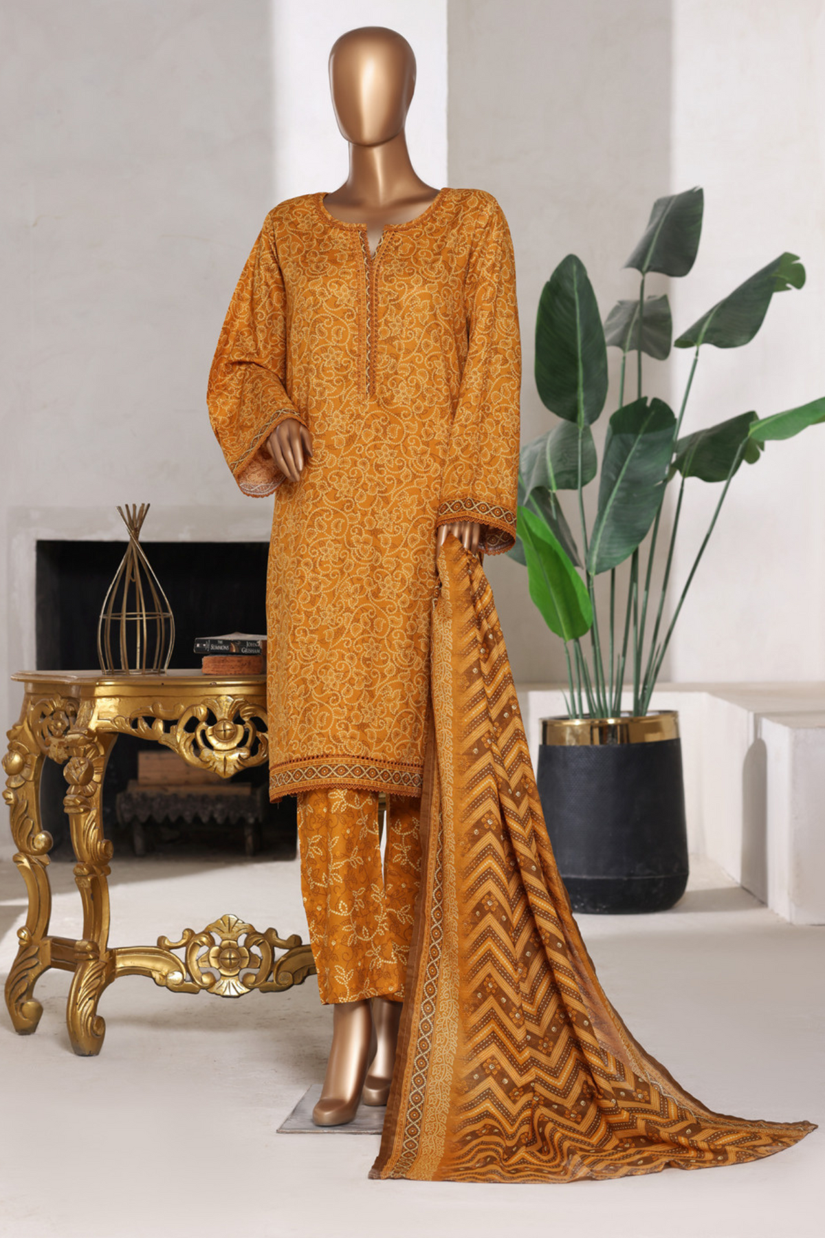 Bin Saeed Stitched 3 Piece Printed Cotton Vol-02 Collection'2025-WC-2414-yellow
