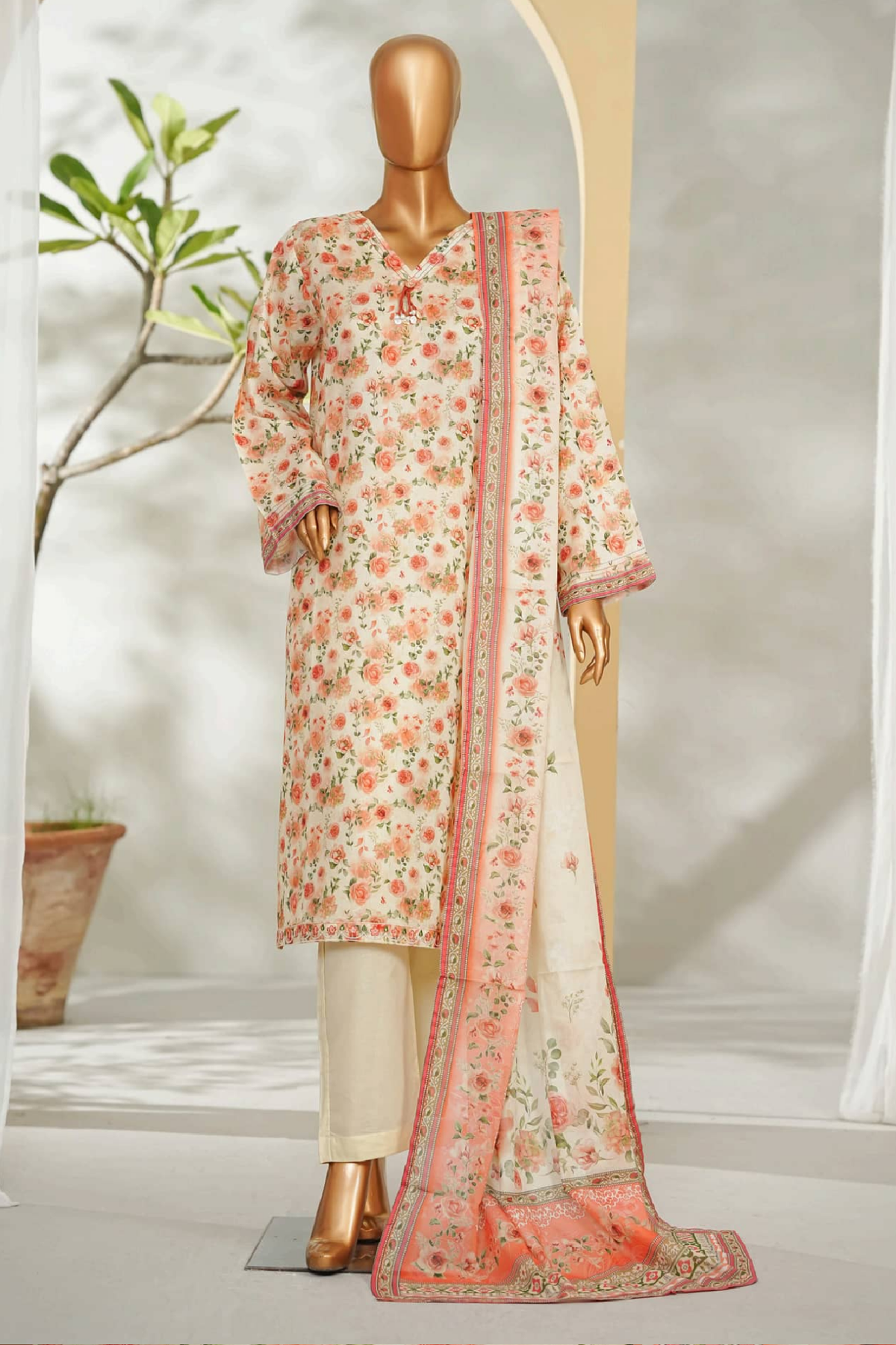 Bin Saeed Stitched 3 Piece Exclusive Printed Lawn Vol-01 Collection'2026-LSM-2697 PINK