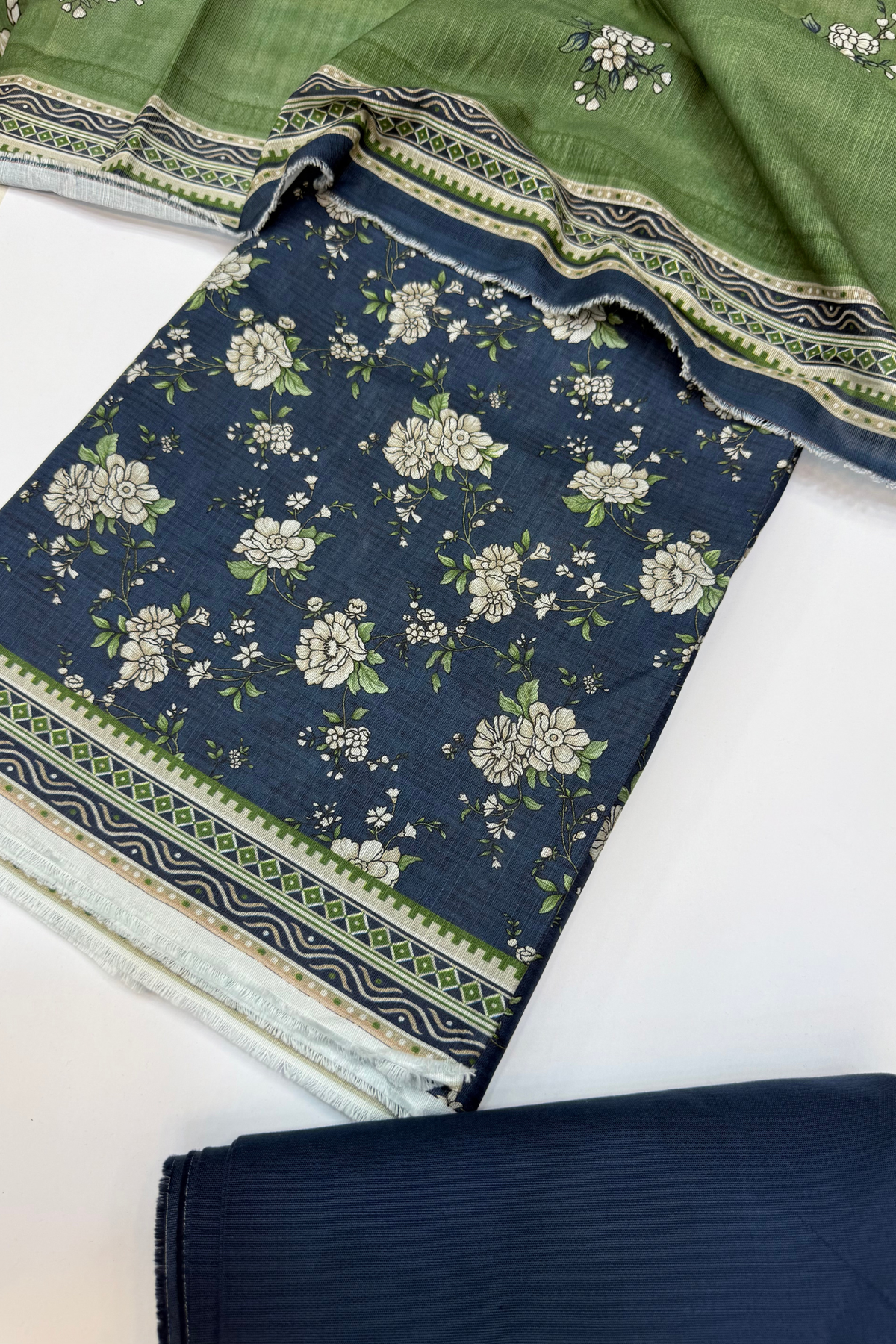 Bin Saeed Printed Khaddar Unstitched 3 Piece Suit - BS25KHD -Blue- Winter Collection