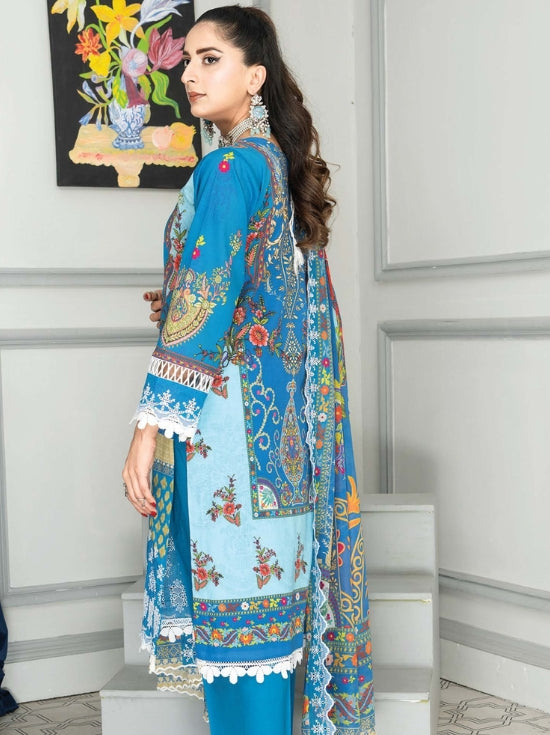 Mashaal Stripe by Riaz Arts Embroidered Lawn Unstitched 3 Piece - D-02 - RA25MSE - Summer Collection