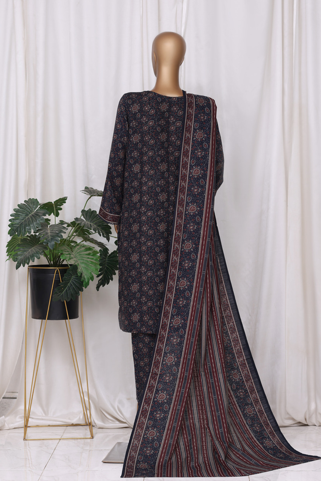 Bin Saeed Stitched 3 Piece Printed Vol-02 Collection'2025-WK-2394-BLACK