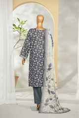 Bin Saeed Stitched 3 Piece Exclusive Printed Lawn Vol-01 Collection'2026-LSM-2687 GREY