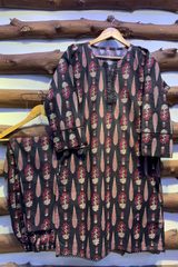 2-Piece Printed Cord Set – Stylish Casual Wear | D-11
