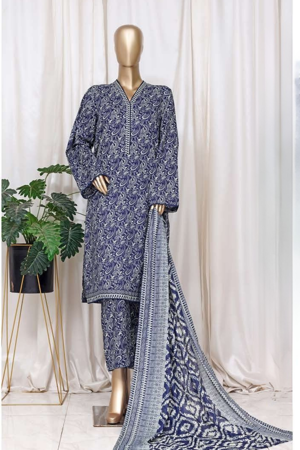 Bin Saeed Stitched 3 Piece Printed Cotton Vol-01 Collection'2025-WC-2379-blue