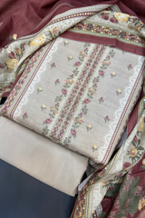 Bin Saeed Printed Khaddar Unstitched 3 Piece Suit - BS25KHD -BEIGE- Winter Collection