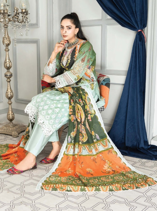 Mashaal Stripe by Riaz Arts Embroidered Lawn Unstitched 3 Piece - D-03 - RA25MSE - Summer Collection