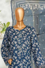 Bin Saeed Stitched 3 Piece Exclusive Printed Lawn Vol-01 Collection'2026-LSM-2679 GREY BLUE