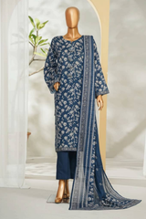 Bin Saeed Stitched 3 Piece Exclusive Printed Lawn Vol-01 Collection'2026-LSM-2679 GREY BLUE