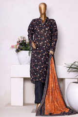 Bin Saeed Stitched 3 Piece Exclusive Printed Khaddar Vol-13 Collection'2025-WK-2624-BLACK