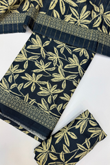 Bin Saeed Printed Khaddar Unstitched 3 Piece Suit - BS25KHD -Blue- Winter Collection