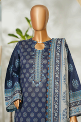 Bin Saeed Stitched 3 Piece Exclusive Printed Lawn Vol-01 Collection'2026-LSM-2683 BLUE