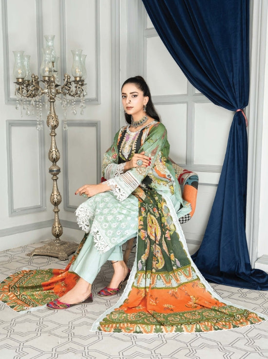 Mashaal Stripe by Riaz Arts Embroidered Lawn Unstitched 3 Piece - D-03 - RA25MSE - Summer Collection