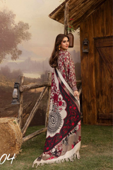 BAHAR BY MAHEES,Printed Silk Marina with Printed Pure China Pashmina Shawl,D-04