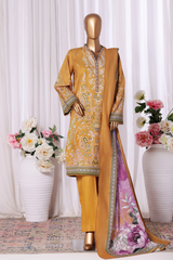 Bin Saeed Stitched 3 Piece Exclusive Printed Khaddar Vol-11 Collection'2025-WK-2587-Yellow