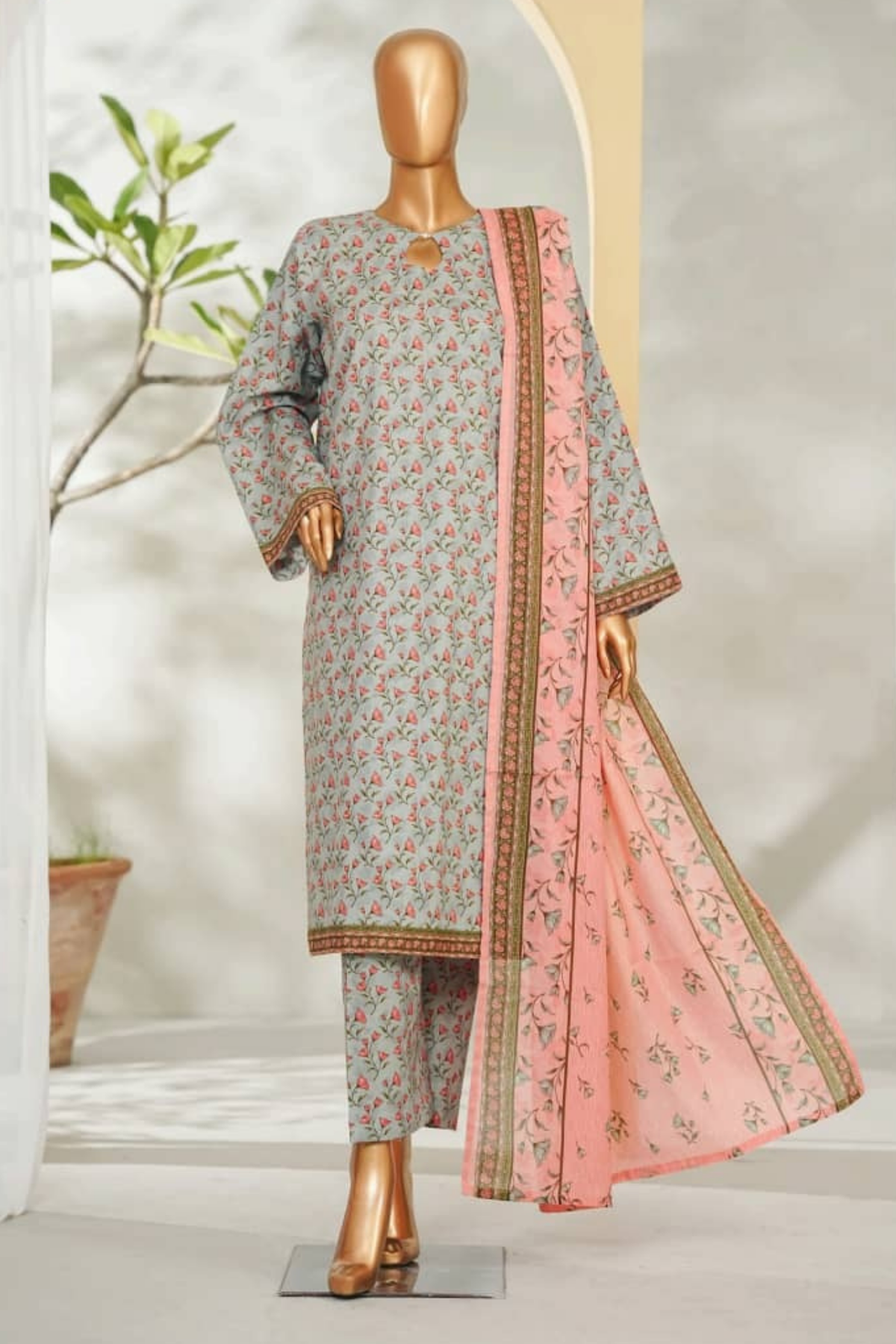 Bin Saeed Stitched 3 Piece Exclusive Printed Lawn Vol-01 Collection'2026-LSM-2718 FEROZI