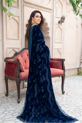 Premium Peach Collection Embroidered Shirt With Embroidered Micro Velvet Shawl D-05