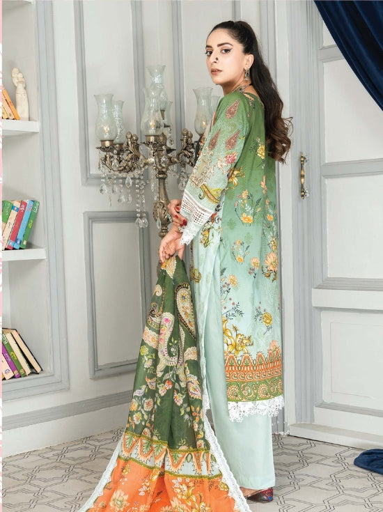 Mashaal Stripe by Riaz Arts Embroidered Lawn Unstitched 3 Piece - D-03 - RA25MSE - Summer Collection