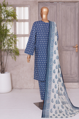 BIN SAEED PRINTED LAWN 3 PC COLLECTION 2025-26,BLUE